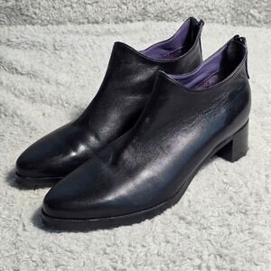 Robert Zur Solara True Glove Leather Ankle Boots‎ Black Back Zip 8.5